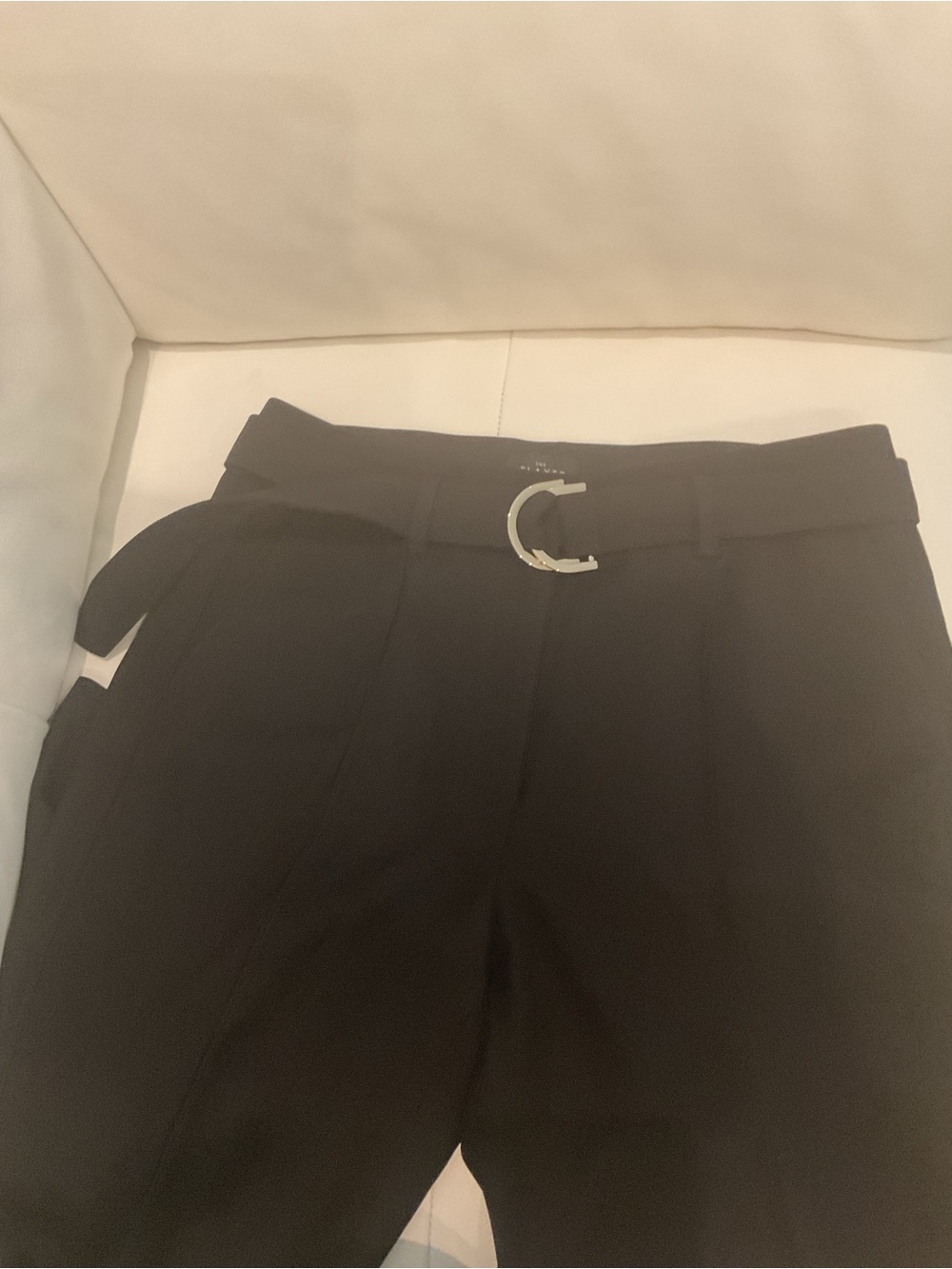 White House Black Market Black High-Rise Trousers with belt.